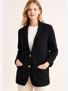 Sundance Catalog Black Knitted Blazer‎ Cardigan Sweater Size L